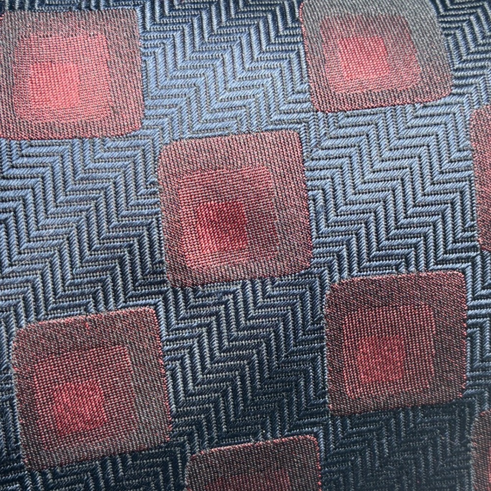 Dolce & Gabbana Silk Tie Navy Burgundy Geometric Herringbone Italian Luxury